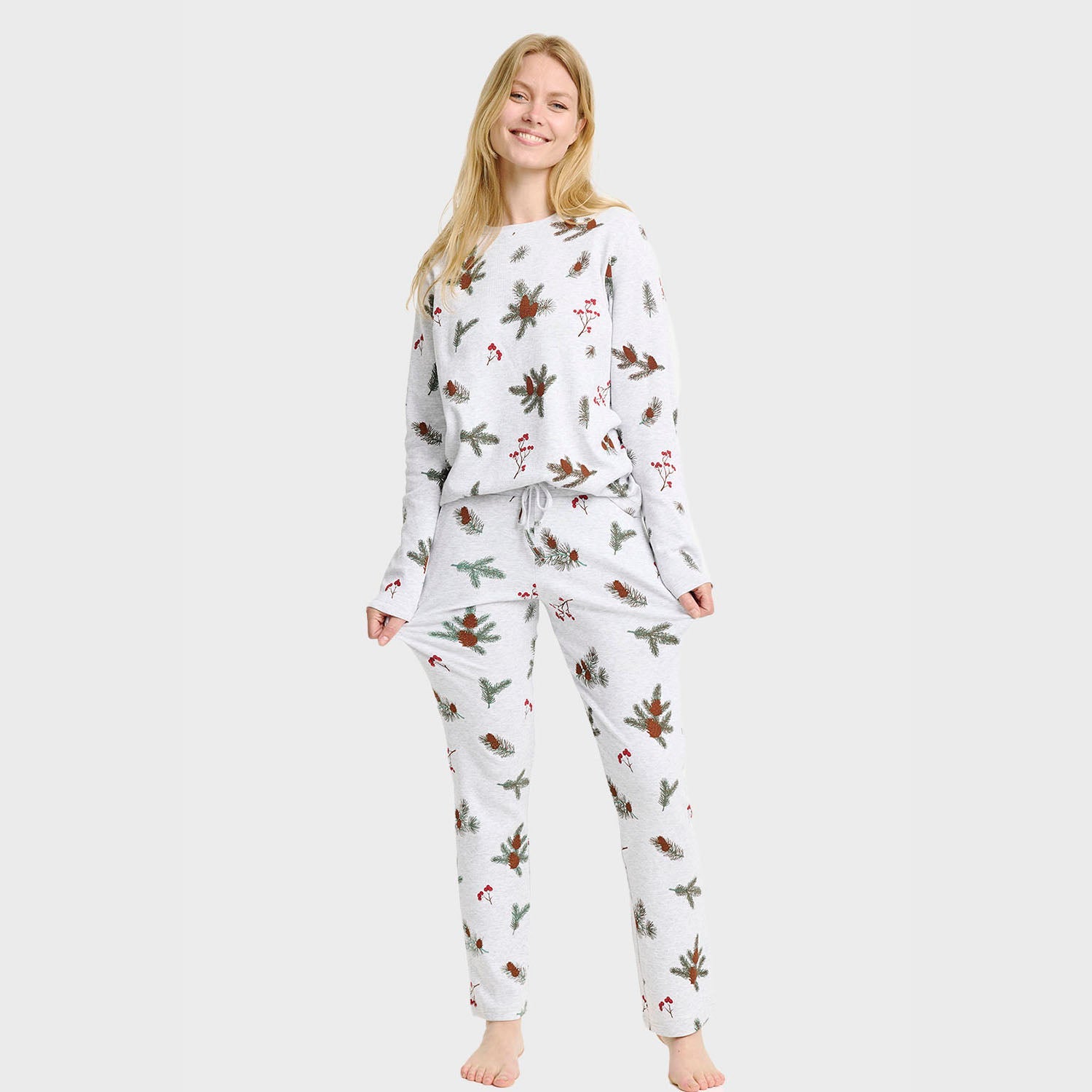 Ribbestrikket pysj – Dame